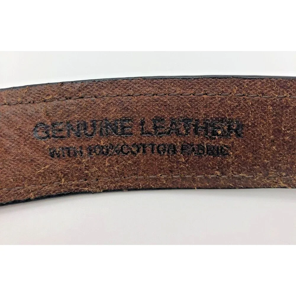 Columbia Leather Belt Woven Fabric Inlay Mens Size 40 Southwestern